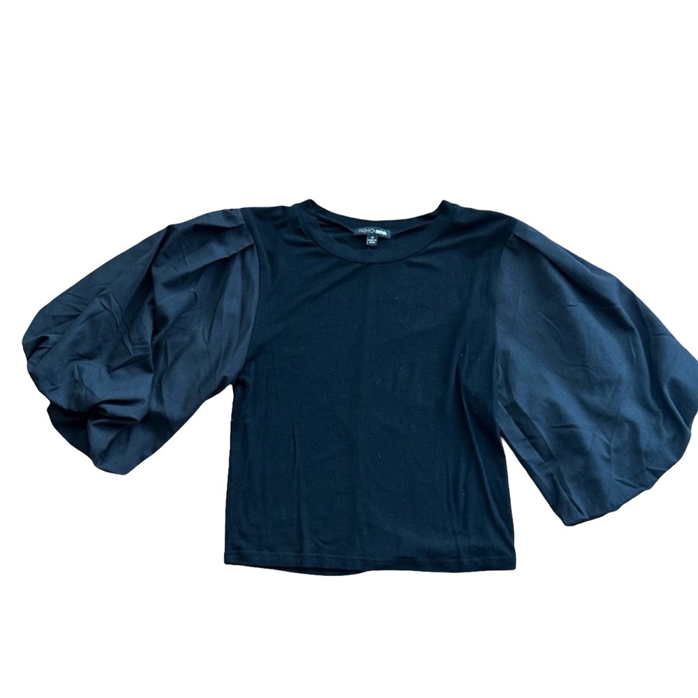 Fashion Nova Black Puff Sleeve Blouse
